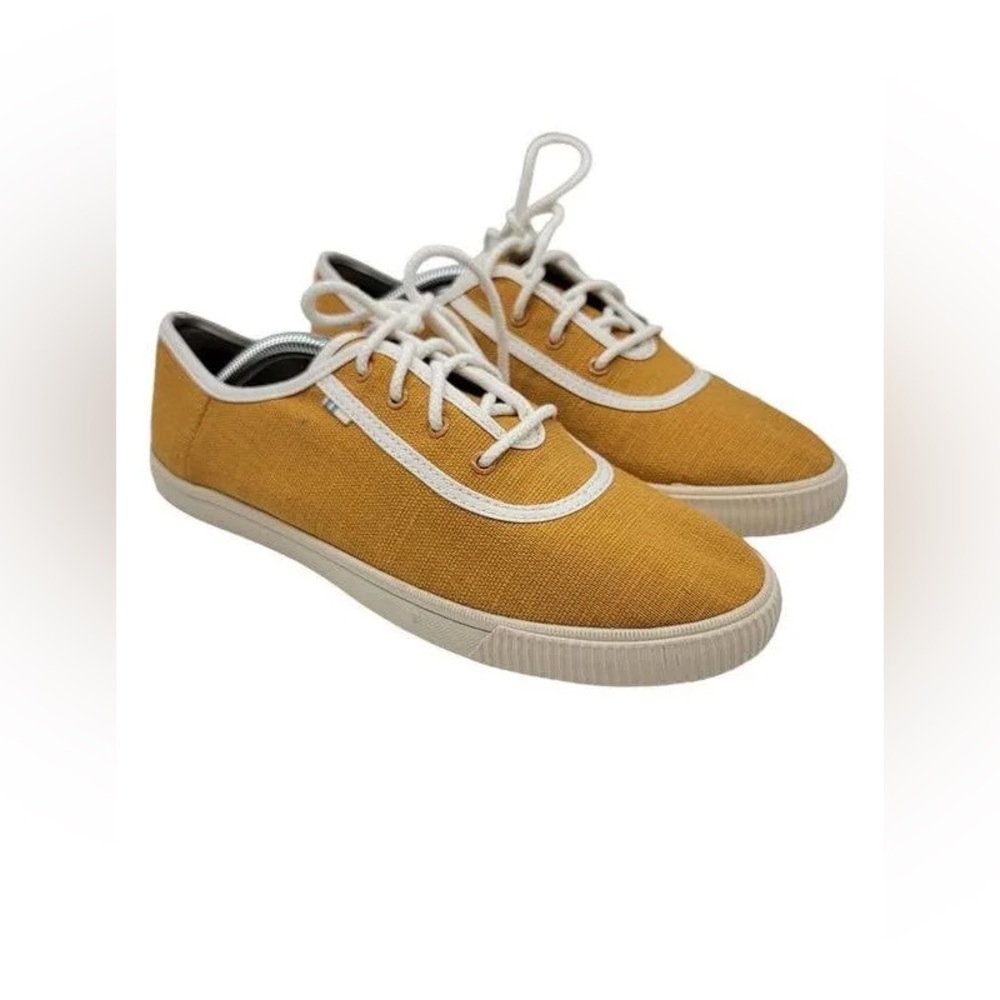Toms Carmel Sunshine Yellow Heritage Canvas Lace Up Sneaker Size 7